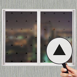 Самоклейка вінілова наклейка на вікно В трикутники (матуюча плівка для вікон дзеркал від сонця) матова