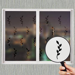 Самоклейка вінілова наклейка на вікно Листя (матуюча плівка для вікон дзеркал від сонця) матова