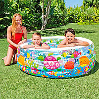 Дитячий надувний басейн з надувним дном 152х56 см Акваріум Intex 58480