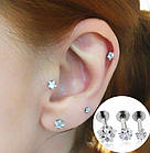 Лабрет набір 3 шт., пірсинг для хряща вуха 3 мм, форма та колір циркону на вибір, фото 4