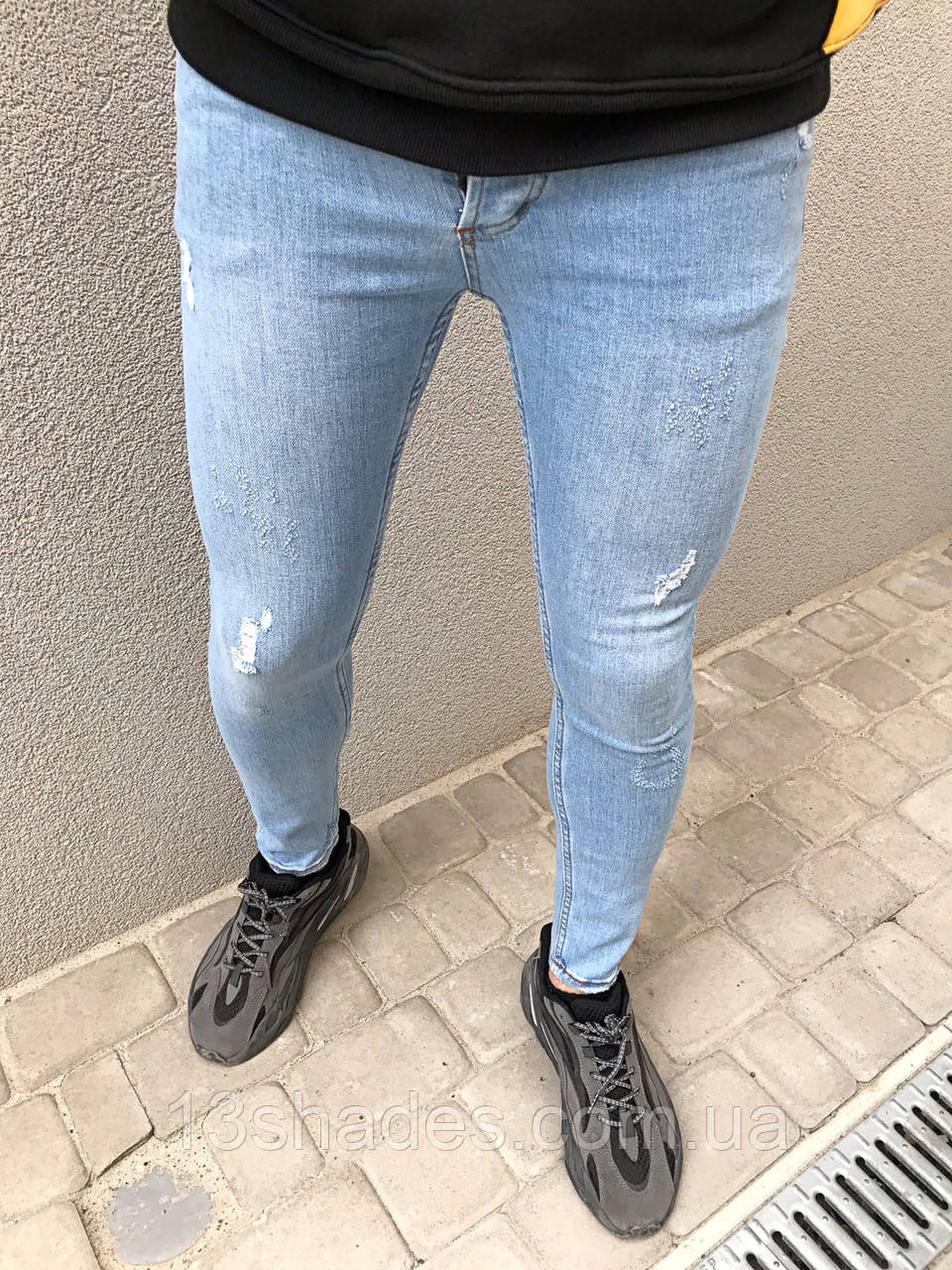 Джинси чоловічі вузькі рванки Slim Fit слім фіт світло-синій Київ