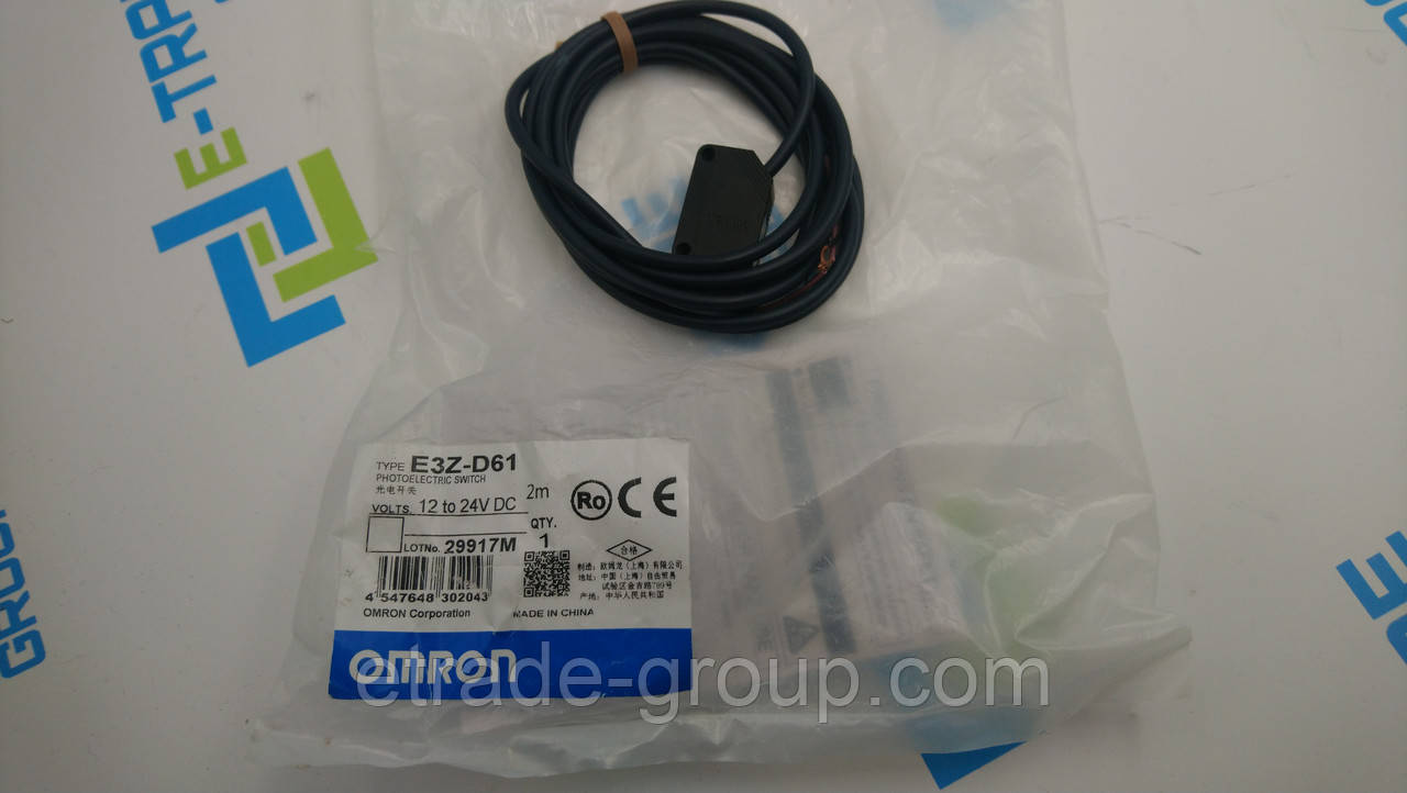 OMRON Фотоелектричні датчики E3Z-D61 2M OMS 100 мм, NPN, з дротами, 12 В DC до 24 В DC, фото 1