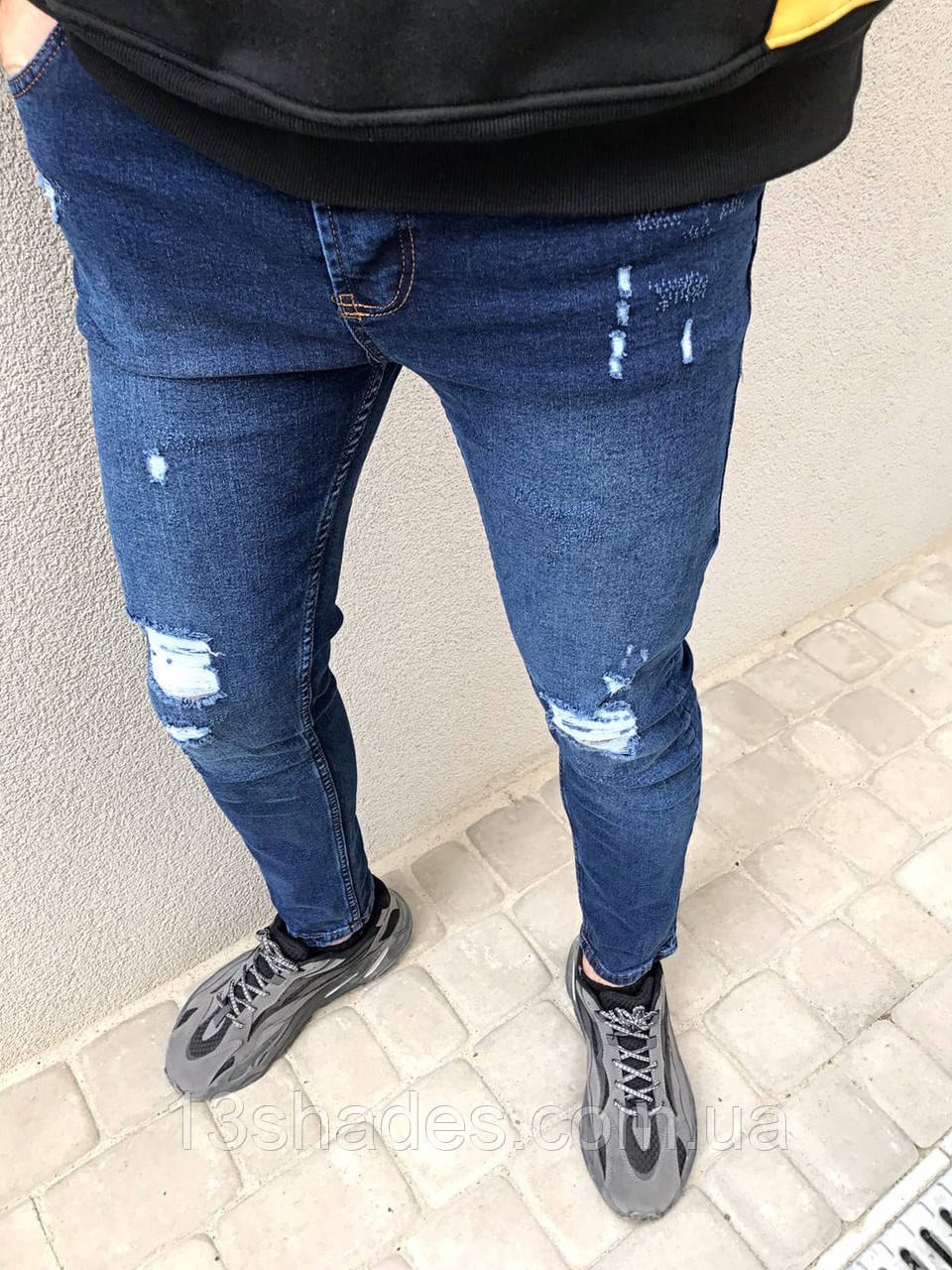Джинси чоловічі вузькі рванки Slim Fit слім фіт світло-синій Київ