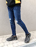 Джинси чоловічі вузькі рванки Slim Fit слім фіт світло-синій Київ, фото 5