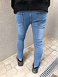 Джинси чоловічі вузькі рванки Slim Fit слім фіт світло-синій Київ, фото 2