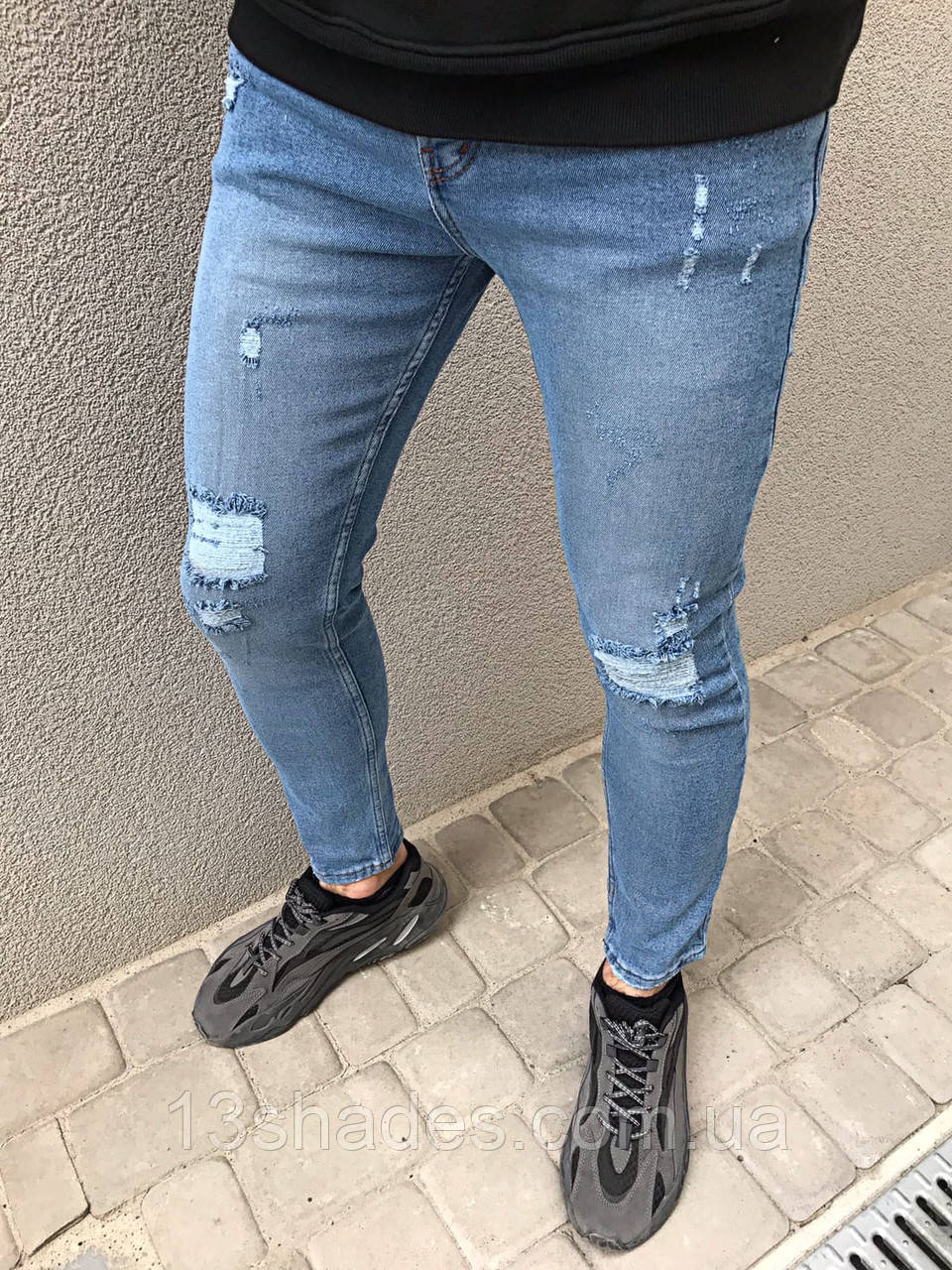 Джинси чоловічі вузькі рванки Slim Fit слім фіт світло-синій Київ, фото 1