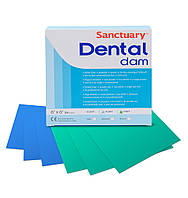 Коффердам 152 х 152 мм - 36 шт, Dental Dam латексный, зеленый с ароматом мяты