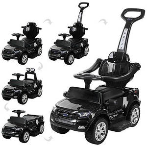 Дитяча машинка-толокар 2в1 M 3575EL-2 чорна електромобіль