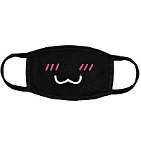 Багаторазова захисна маска Аніме Cat (жіноча, підліткова, чоловіча) чорна, біла Трикотажна з бавовни з еластичними гумками