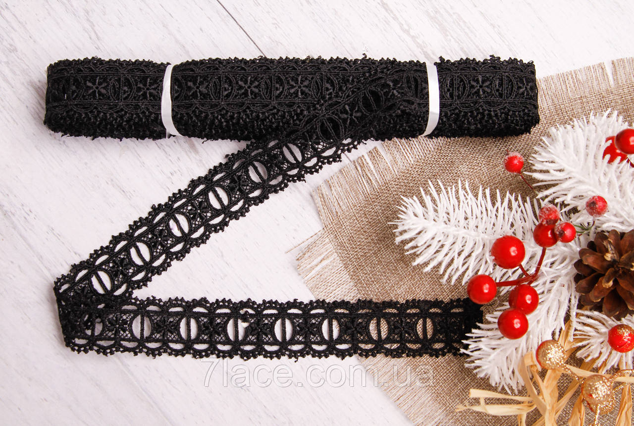 Мереживо-макраме (гіпюр)/колір чорний/ширина 3 см/замовлення від 1 м