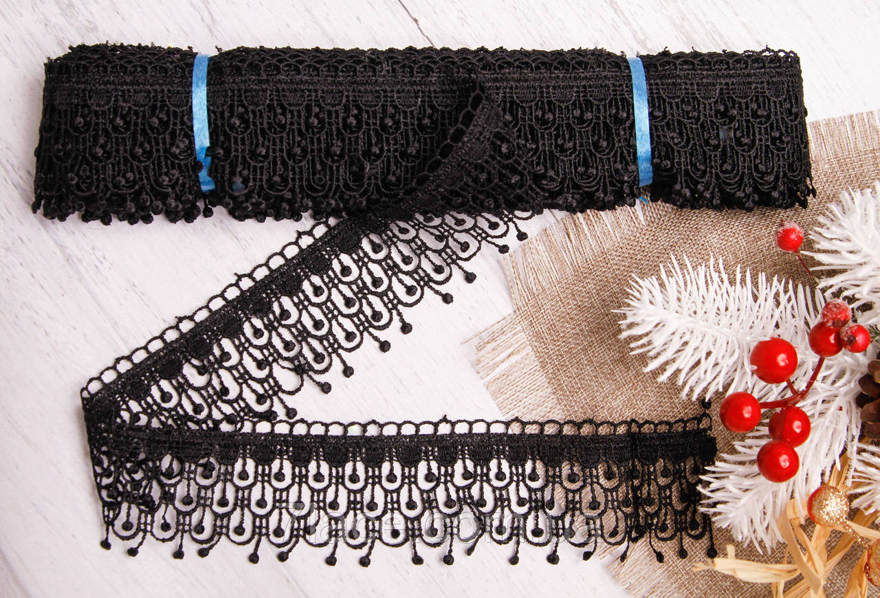Мереживо-макраме (гіпюр)/колір чорний/ширина 5 см/замовлення від 1 м