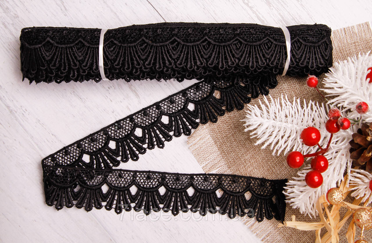 Мереживо-макраме (гіпюр)/колір чорний/ширина 4 см/замовлення від 1 м