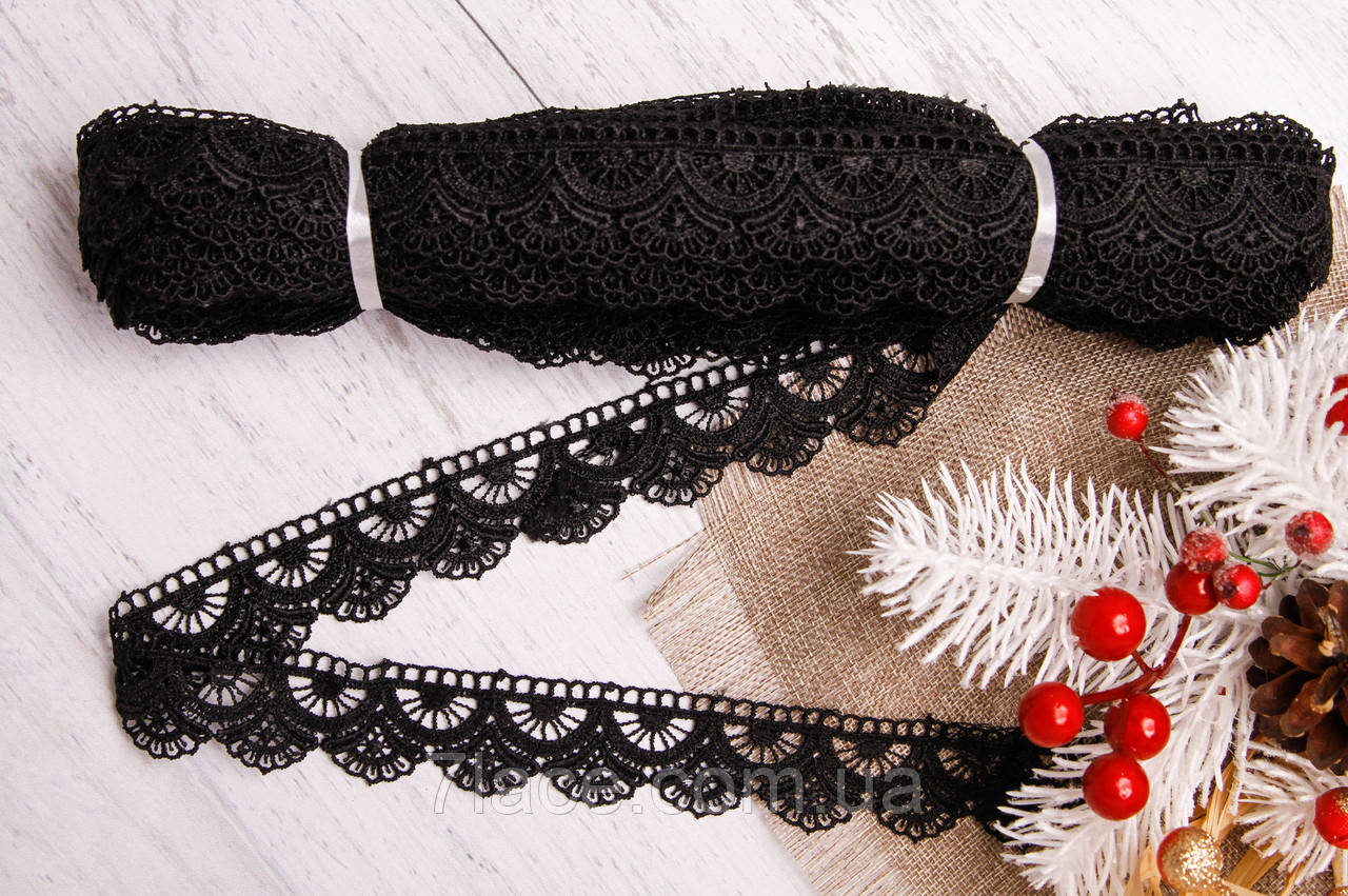 Мереживо-макраме (гіпюр)/колір чорний/ширина 3 см/замовлення від 1 м