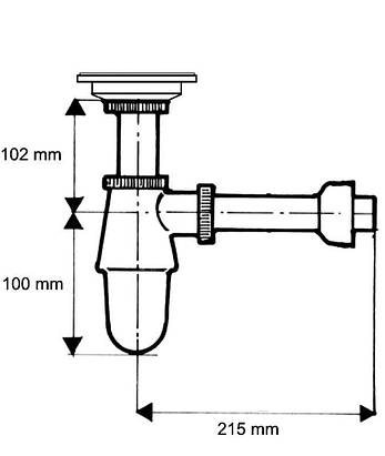 Сифон для умивальника, 5/4" х 32 мм, хром 200+255CB McAlpine, фото 2