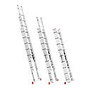 Драбина алюмінієва, 3-секційна універсальна розкладна, 3*8 ступ., 5.09 м Інтертул, фото 3