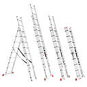 Драбина алюмінієва, 3-секційна універсальна розкладна, 3*8 ступ., 5.09 м Інтертул, фото 2