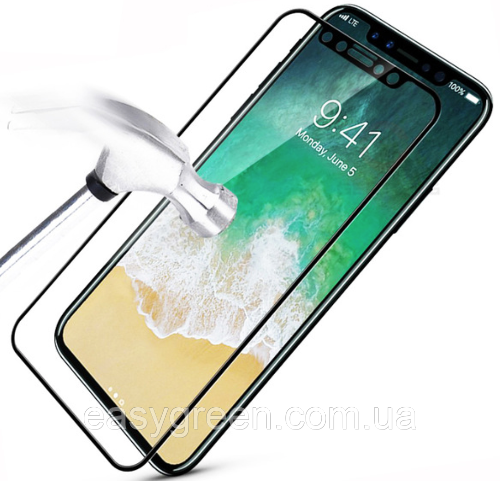 Apple iPhone X Захисне Скло 6D для дисплея, екрана, матриці телефона, чорний колір