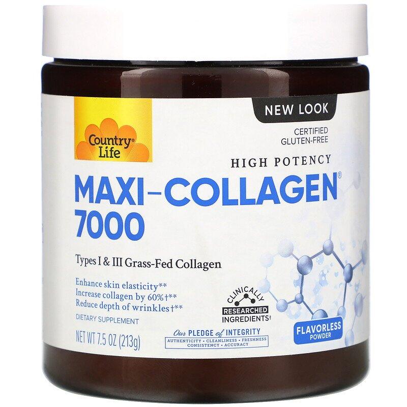 Колаген з вітамінами А і С + біотин Country Life "Maxi-Collagen 7000" у порошку (213 г)