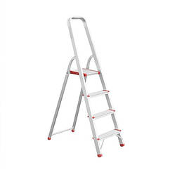 Драбина алюмінієва на 4 щаблі, висота до платформи 850 мм ТМ "ІНТЕРТУЛ" (міцна та надійна)