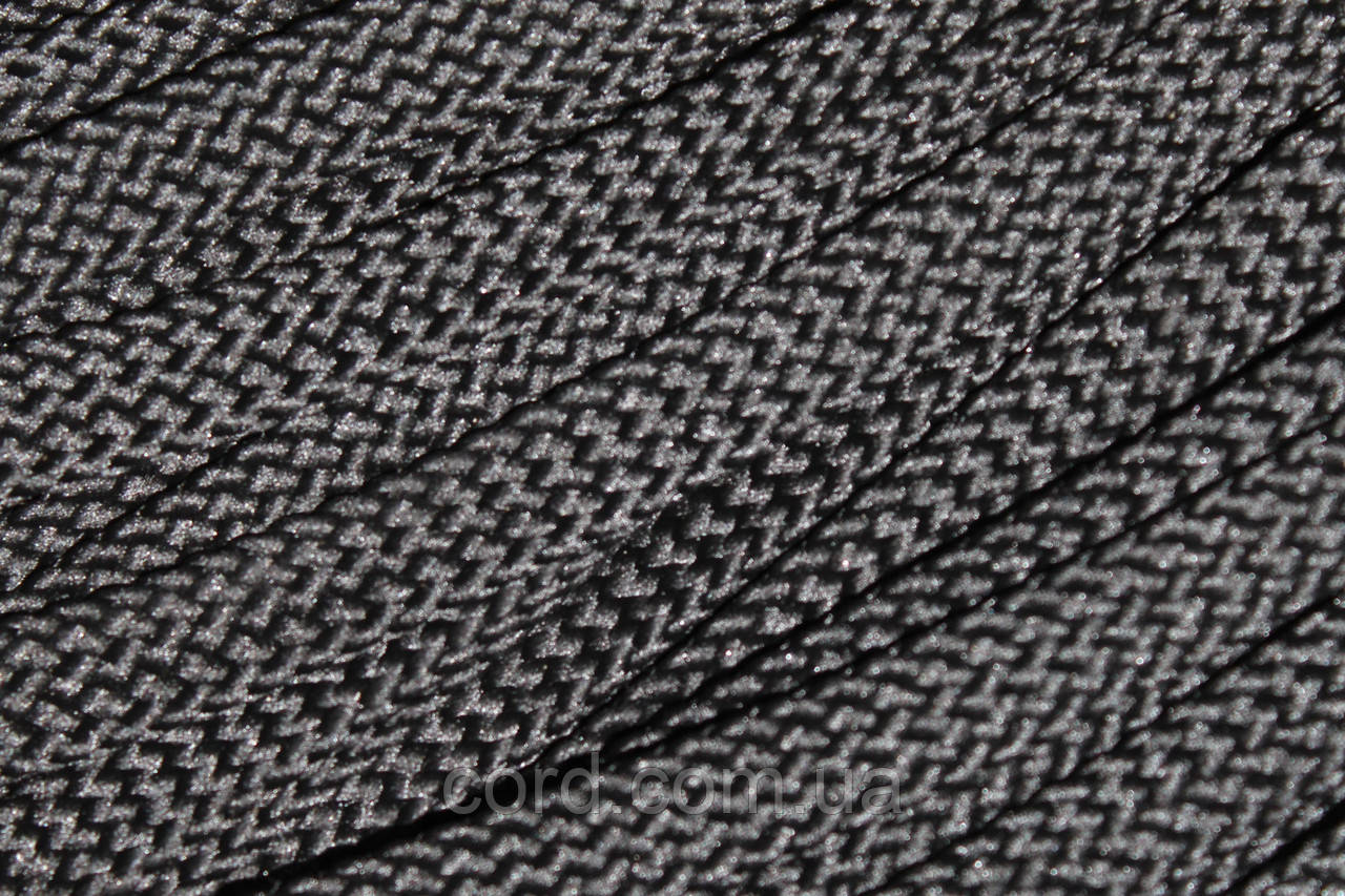 Шнур плоский щільний чехол поліестер 15мм чорний моток 100м, фото 1