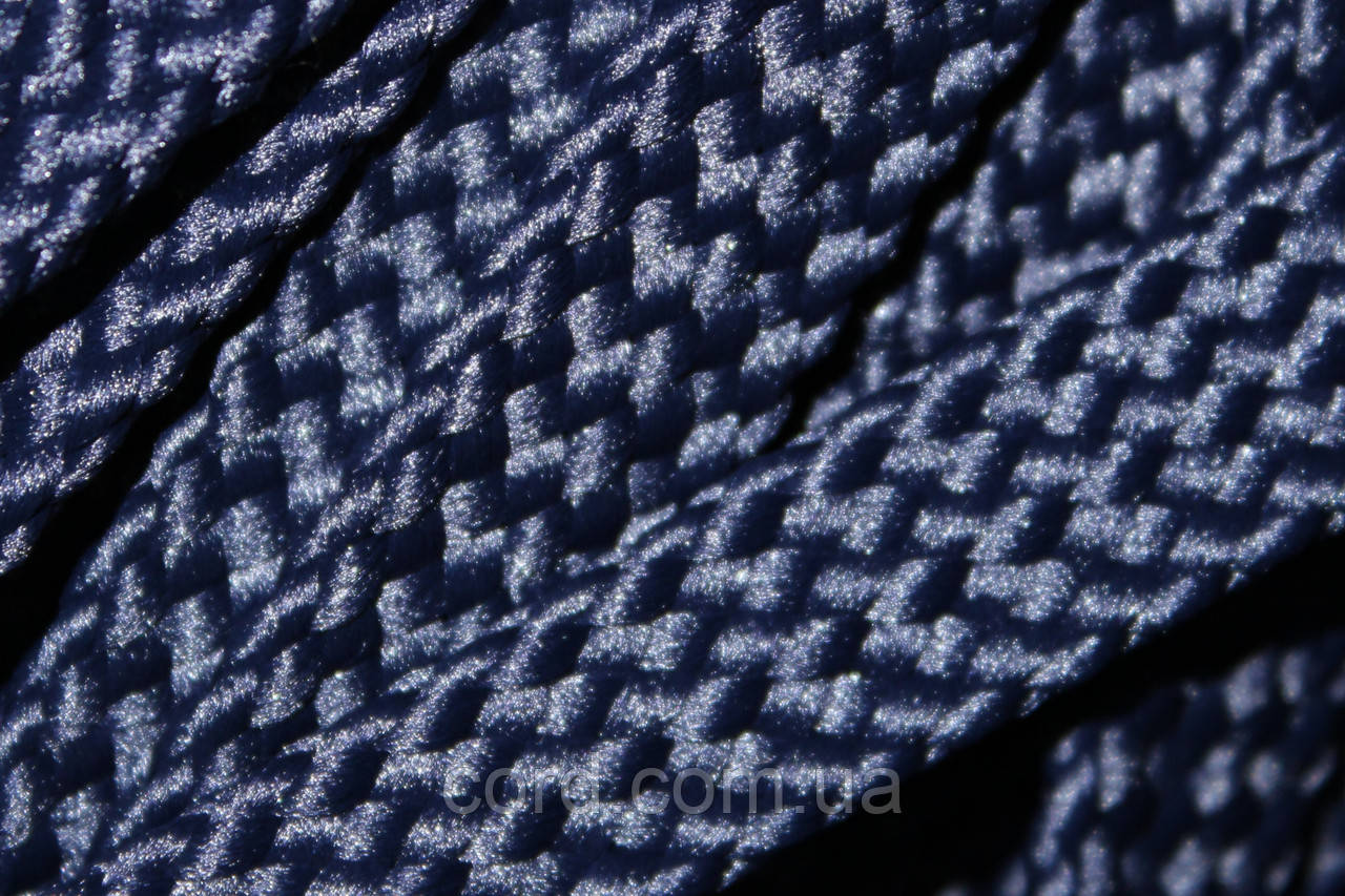 Шнур плоский щільний чехол поліестер 15мм синій моток 100м, фото 1