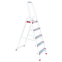 Драбина алюмінієва на 5 щаблів, висота до платформи 1065 мм ТМ "ІНТЕРТУЛ" (міцна та надійна)