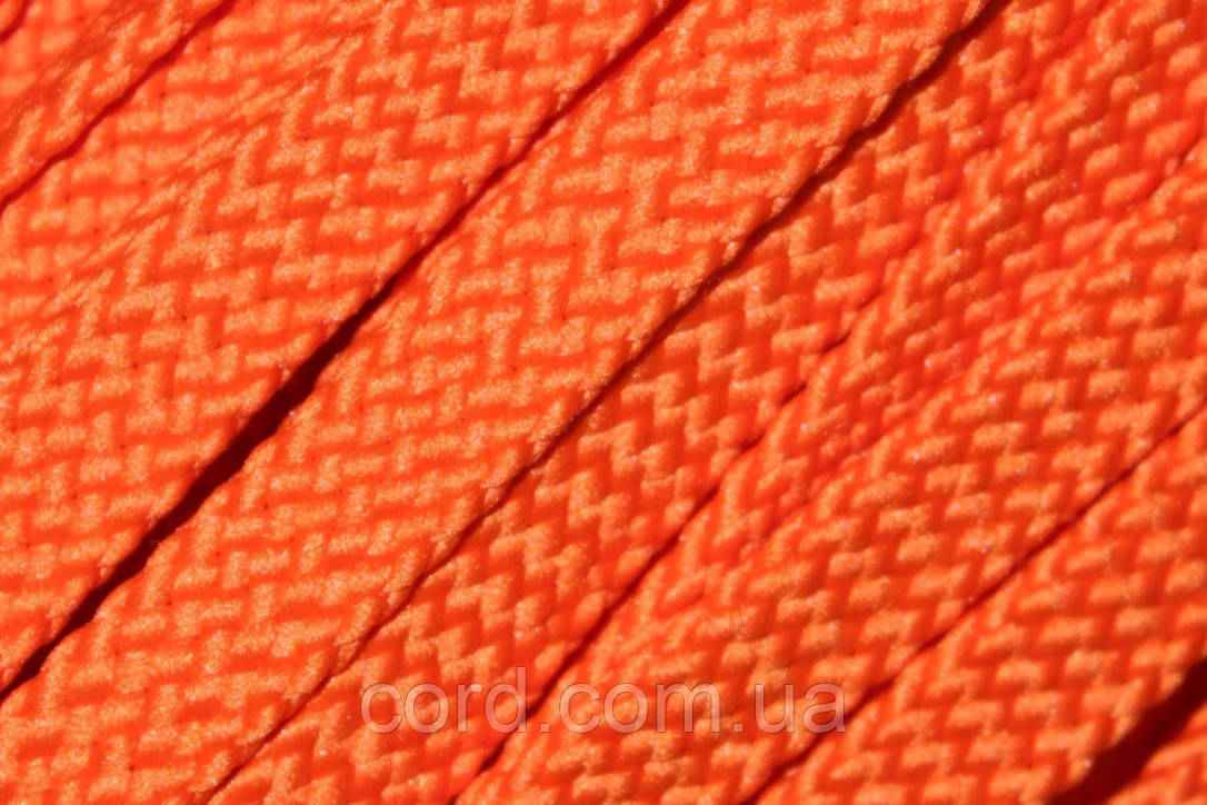 Шнур плоский щільний чехол поліестер 15мм помаранчевий моток 100м, фото 1
