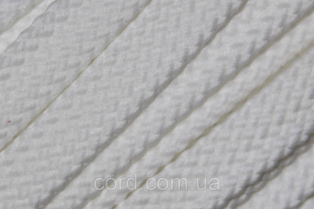Шнур плоский щільний чехол поліестер 15мм білий моток 100м, фото 1