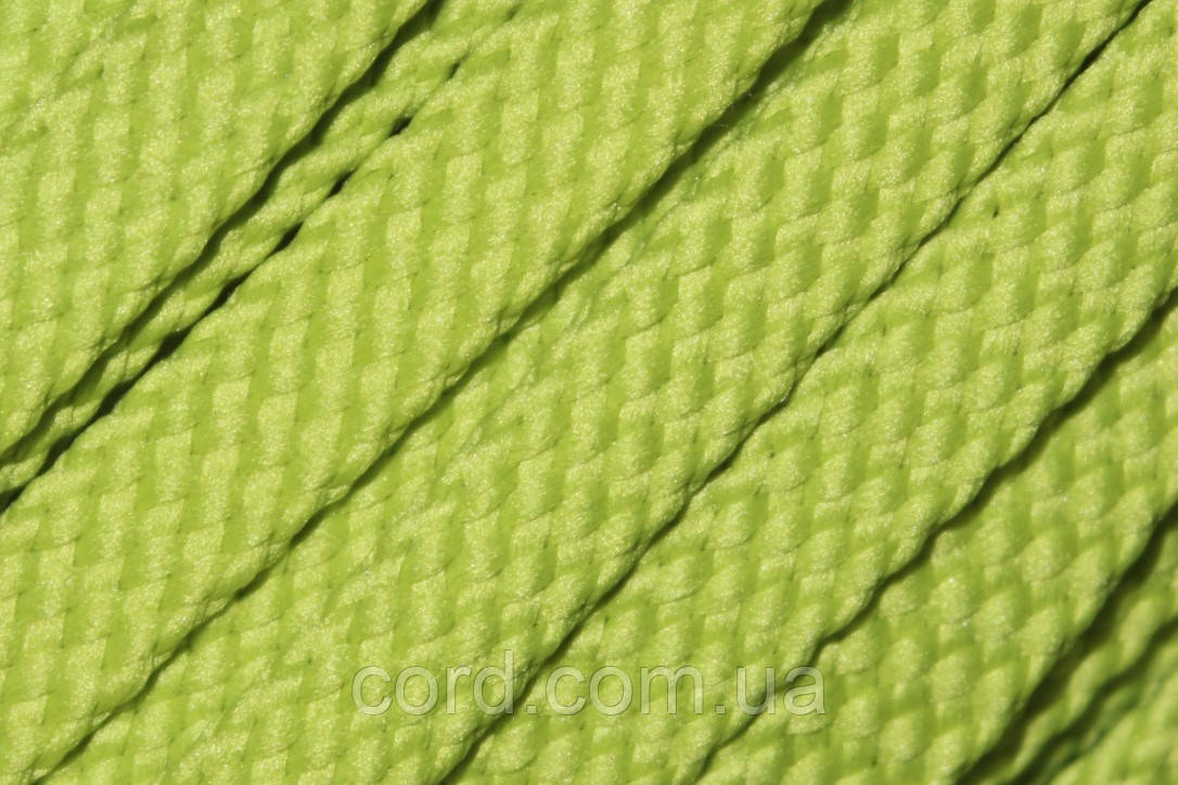 Шнур плоский щільний чехол поліестер 15мм салатовий моток 100м, фото 1