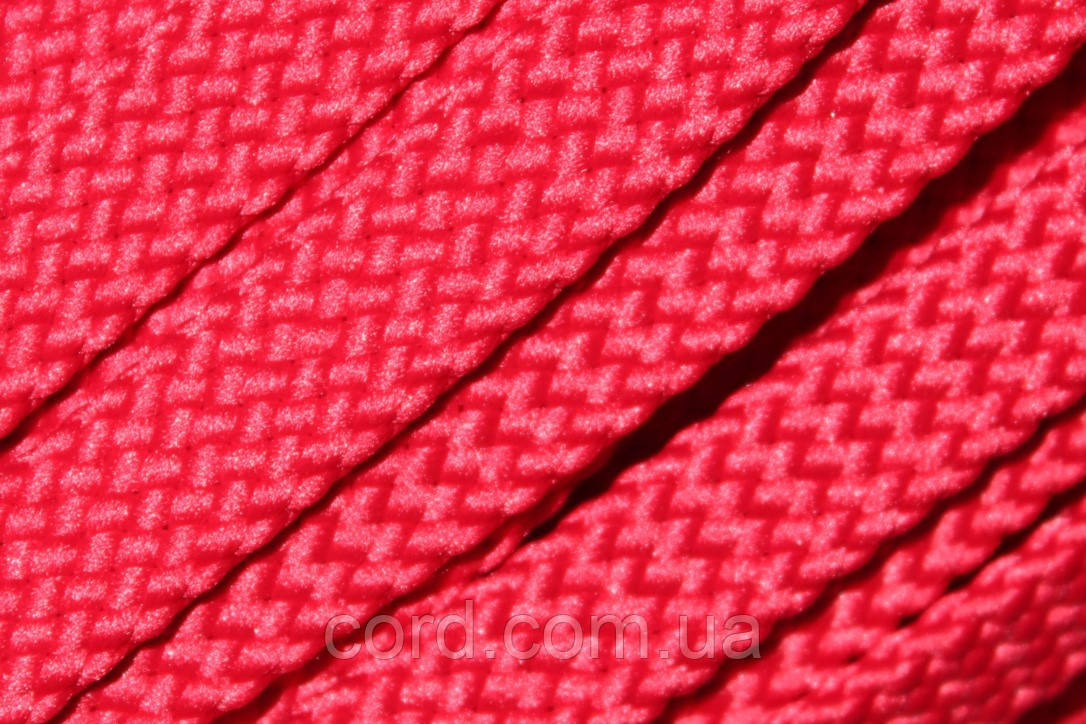 Шнур плоский щільний чехол поліестер 15мм червоний моток 100м, фото 1