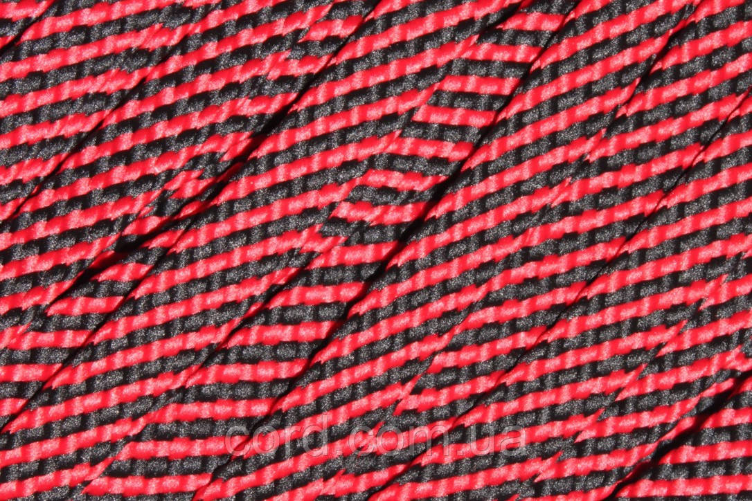 Шнур плоский щільний чехол поліестер 15мм червоний+чорний моток 100м, фото 1