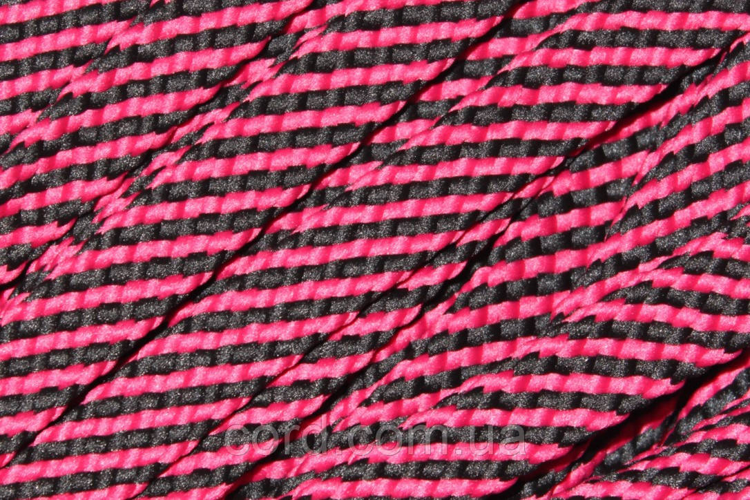 Шнур плоский щільний чехол поліестер 15мм малиновий+чорний моток 100м, фото 1