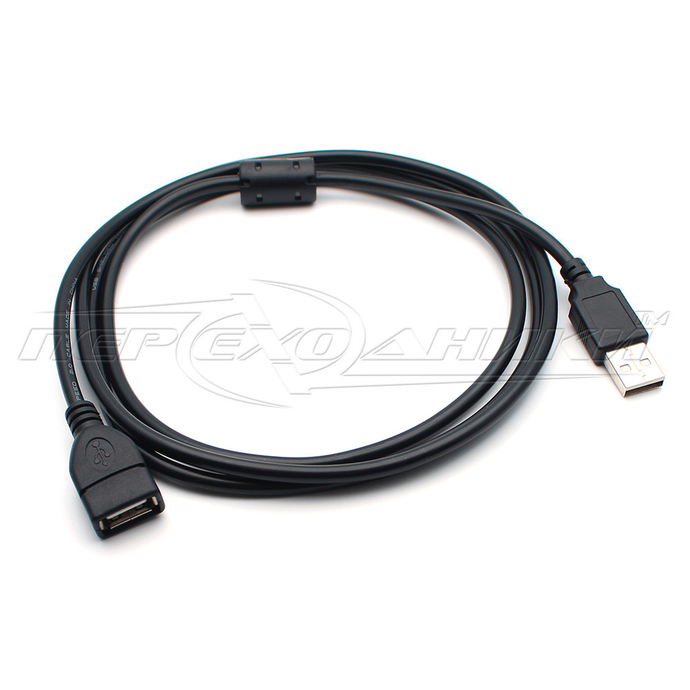 Кабель подовжувач USB 2.0 AM — AF з феритом (економність), 1.5 м