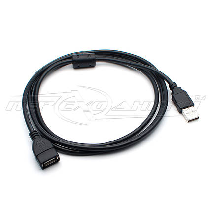 Кабель подовжувач USB 2.0 AM - AF з феритом(економ якість), 1.5 м, фото 2