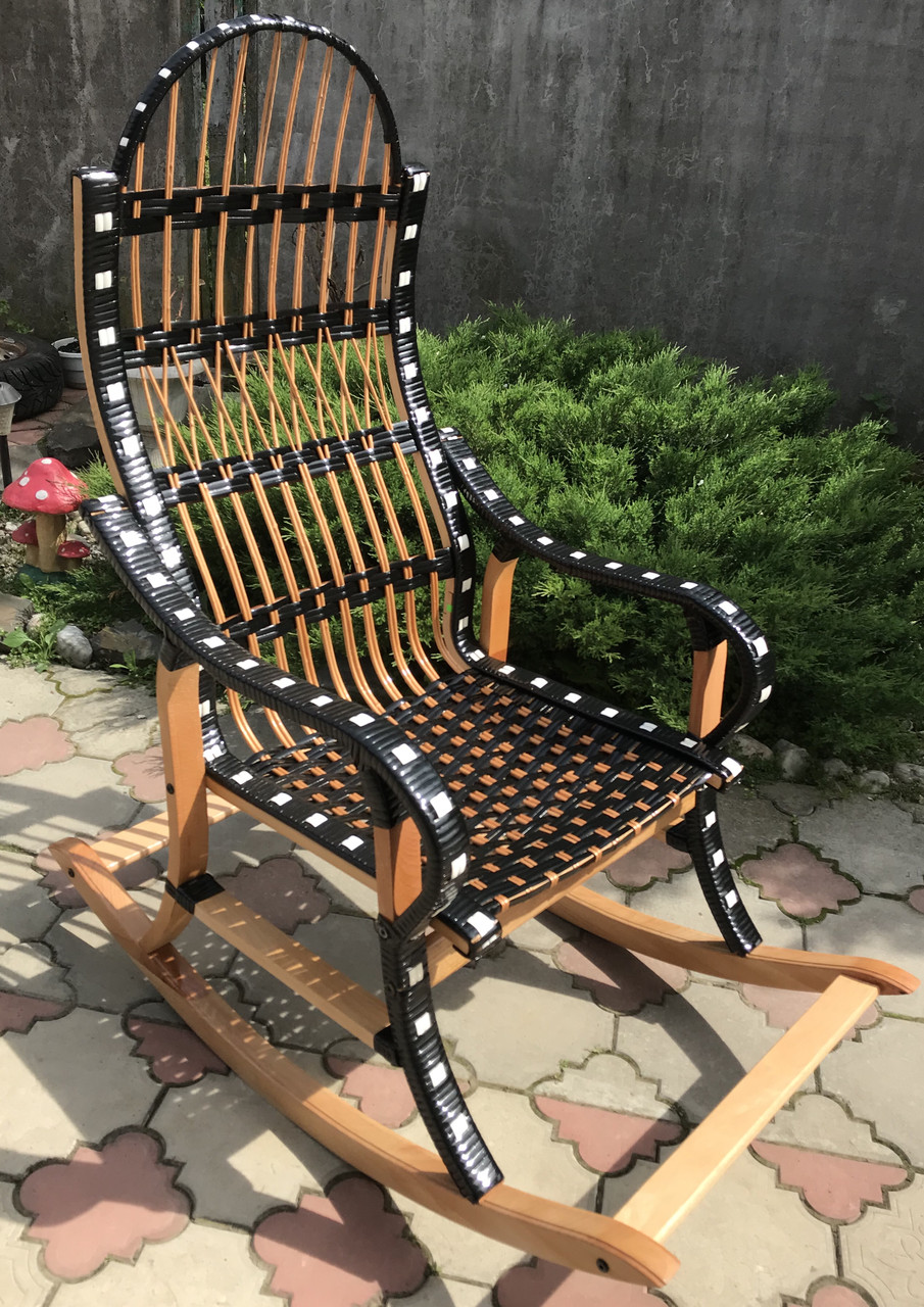 Гойдалка "Розбірна" чорна з білими вставками Ротанг