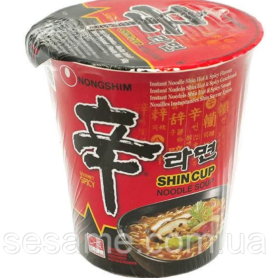 Корейська локшина швидкого приготування в стаканчику з грибами Shin Cup NongShim 68g