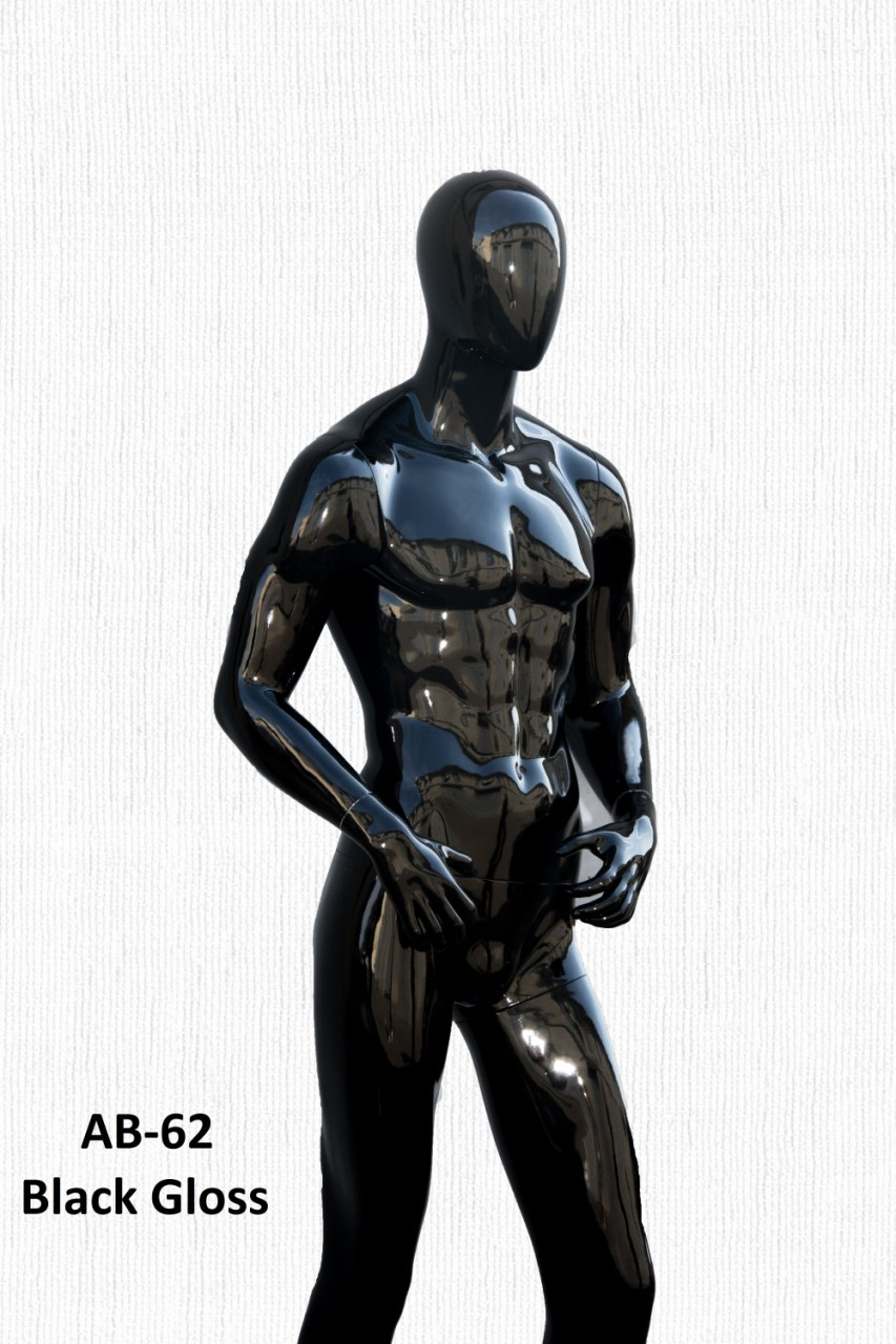 Чоловічий манекен лакований чорний, фото 1