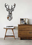 Декоративна дерев'яна картина абстрактна модульна полігональна Панно "Deer / Олень" з вставками, фото 2