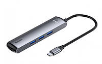 USB-хаб Baseus Mechanical Eye 6 в 1 Type-C to USB3.0*3 + HDMI + RJ45 + Type-C PD Ethernet Grey (CAHUB-J0G)