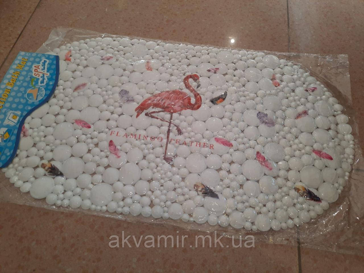 Килимок в ванну антиковзаючий Фламінго (білий), фото 1