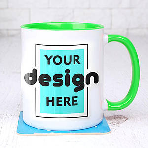 Друк на чашках (Салатова середина та ручка)