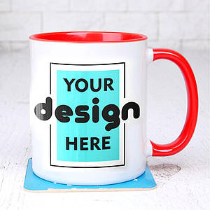 Друк на чашках (Червона середина та ручка)