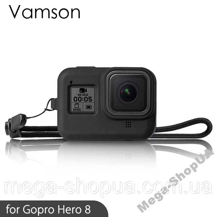 Силіконовий захисний чохол для гопро GoPro Hero 8 Black + ремінець Чорний DF-22
