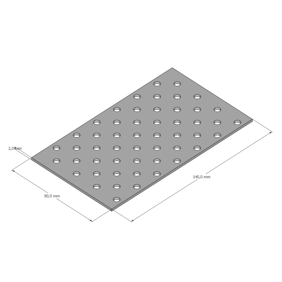 Пластина пряма перфорована 80х140х2,0 мм