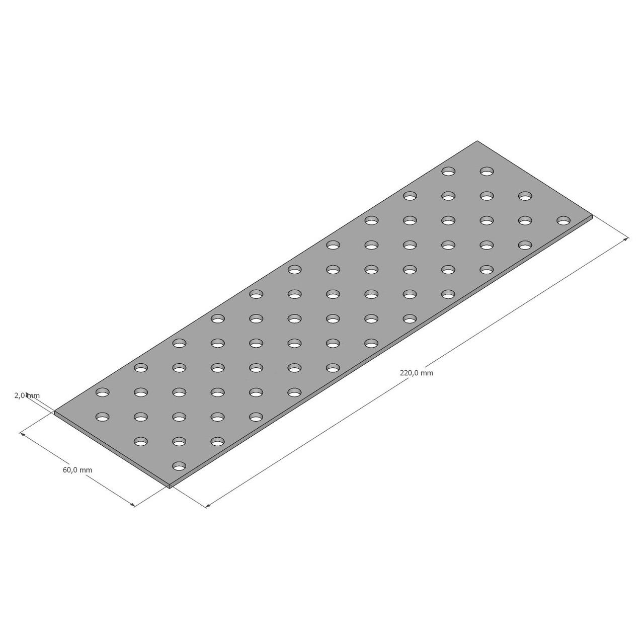Пластина пряма перфорована 60х220х2,0 мм