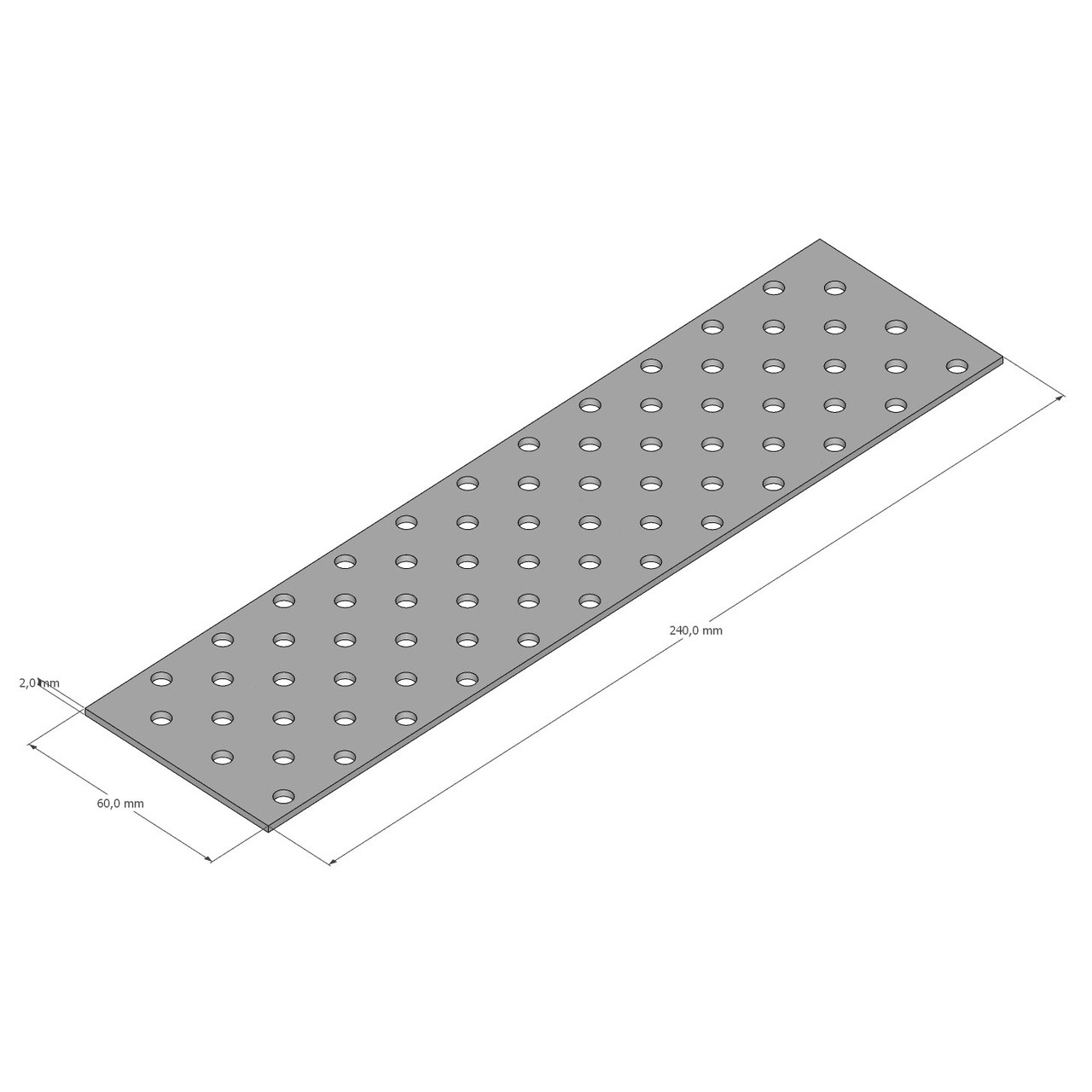 Пластина пряма перфорована 60х240х2,0 мм