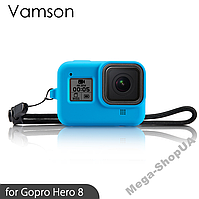 Силіконовий захисний чохол для гопро GoPro Hero 8 Black + ремінець Синій DF-22