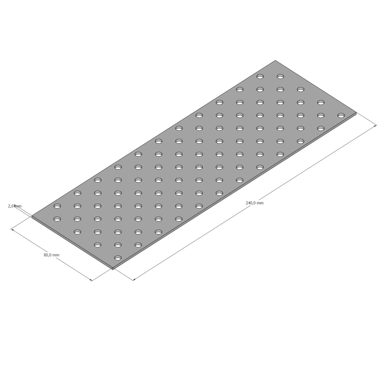 Пластина пряма перфорована 80х240х2,0 мм