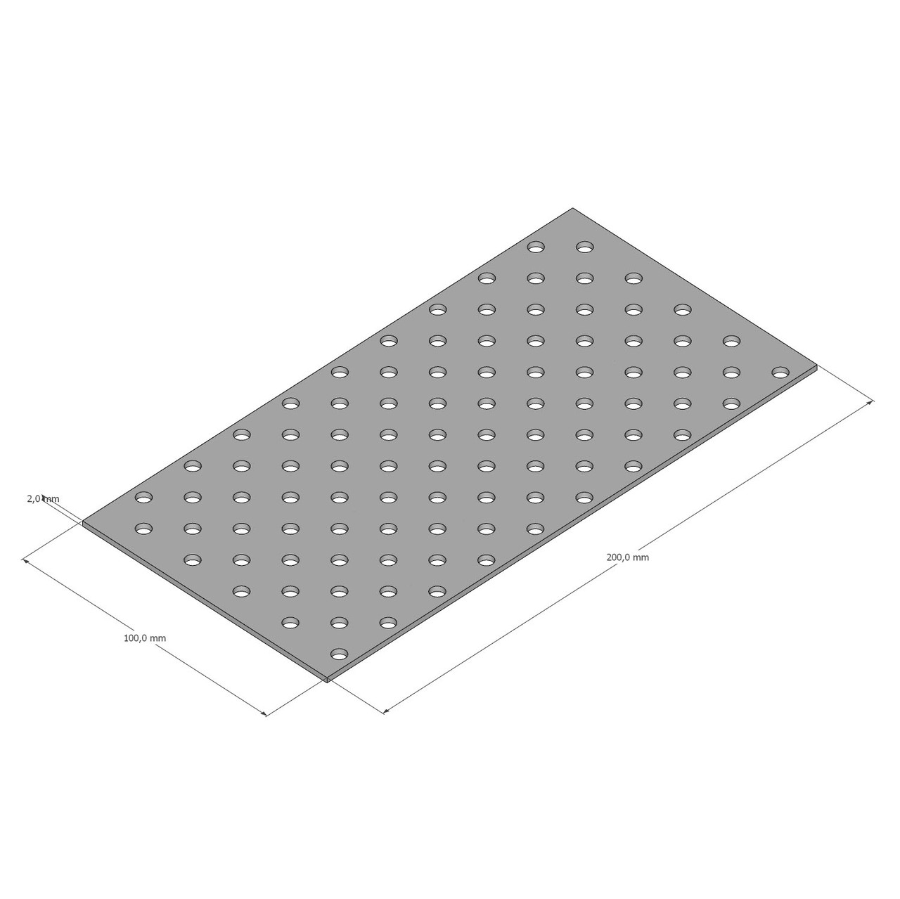 Пластина пряма перфорована 100х200х2,0 мм