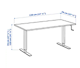 Білий офісний стіл 120 см із регульованою висотою (від 70 до 120 см) (робота сидячи або стоячи), фото 2